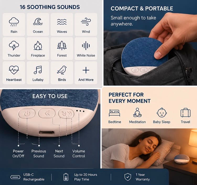 Pillow Speaker Fall asleep to your own audio — without disturbing your partner.