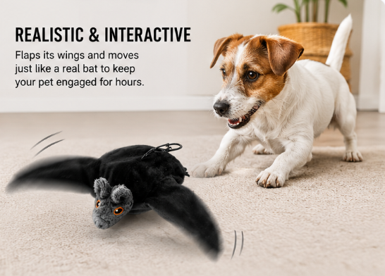 Flying Bat™ Interactive Flapping Toy for Dogs & Cats – Remote-Controlled Moving Pet Toy with Catnip