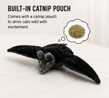 Flying Bat™ Interactive Flapping Toy for Dogs & Cats – Remote-Controlled Moving Pet Toy with Catnip